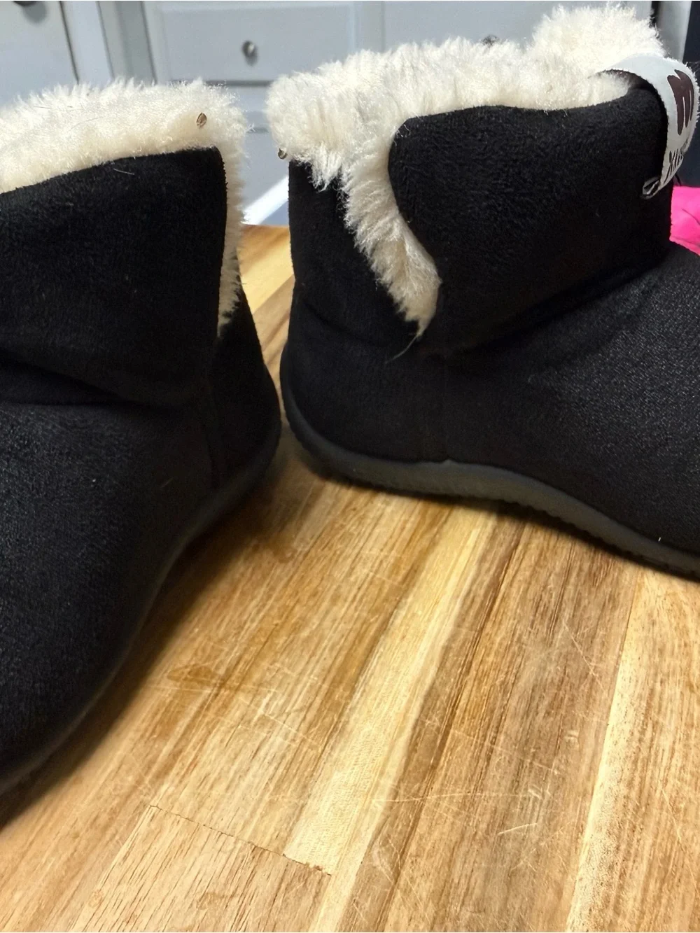 Kids Black Faux-Fur Lined Snow Boots